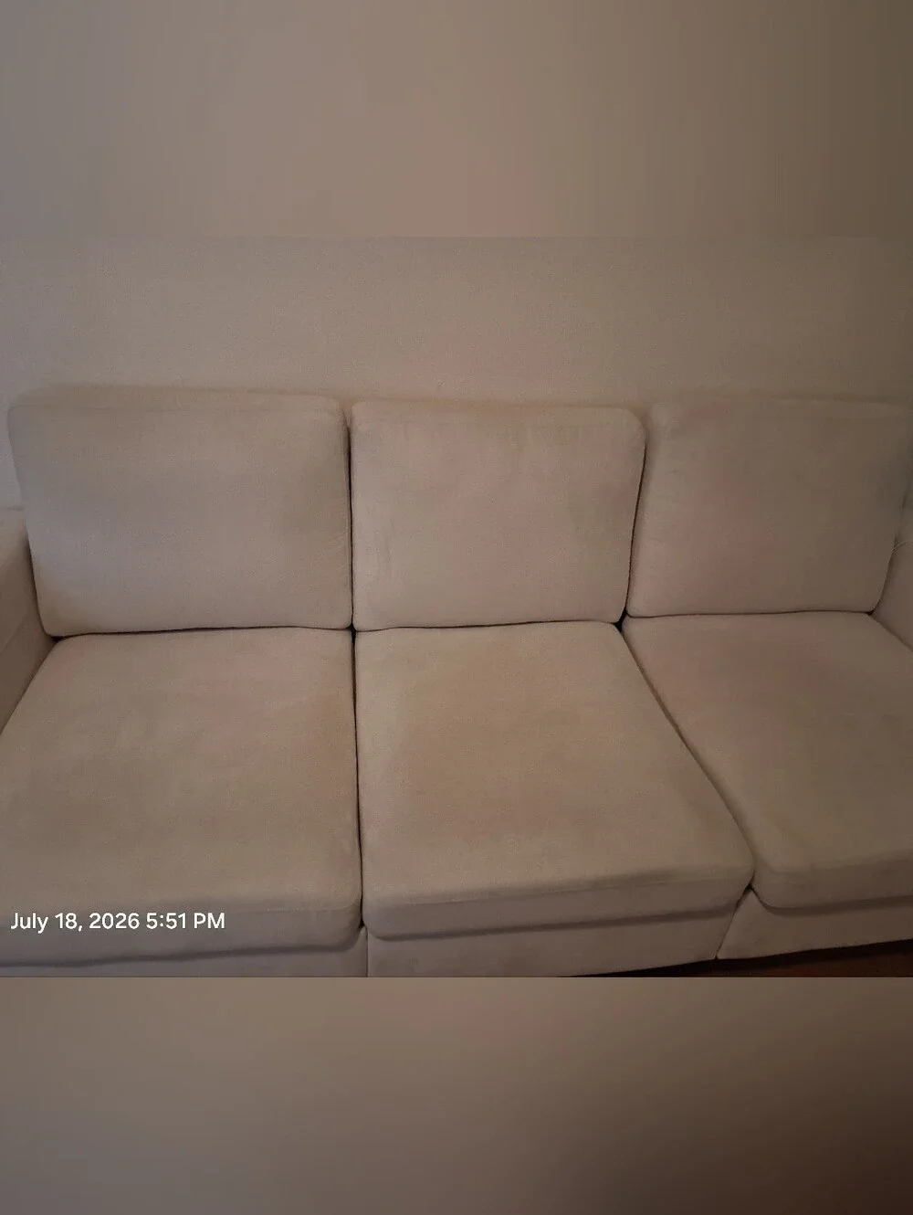 Beige Modern Three-Seat Sofa - Neutral Home Accent
